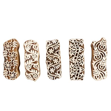 Set of 5 Piece New Mix Wooden Printing Blocks